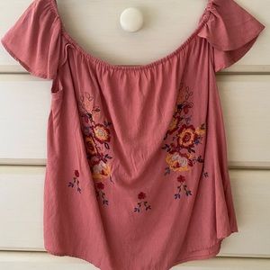 Rose off the shoulder top